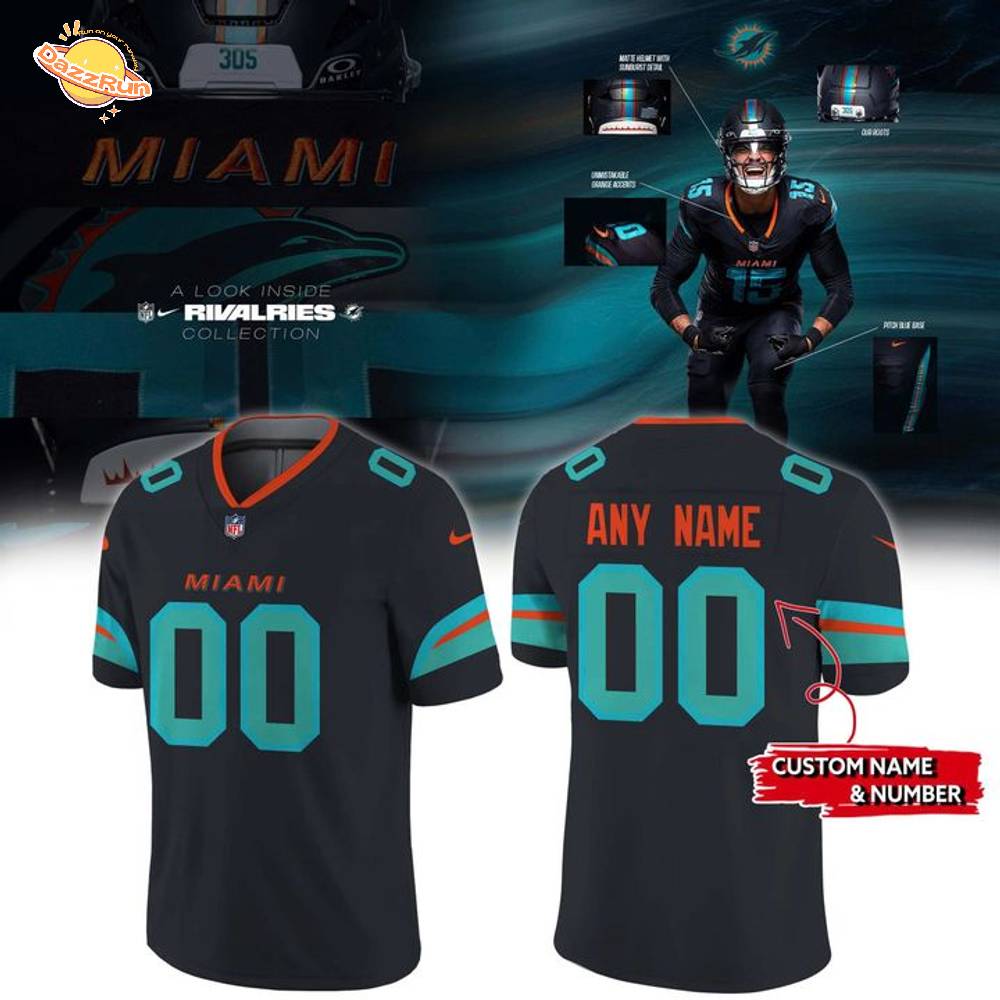 Special Edition Miami Dolphins 2025 Rivalries Custom Name Football Jersey Special Edition Miami Dolphins 2025 Rivalries Custom Name Football Jersey