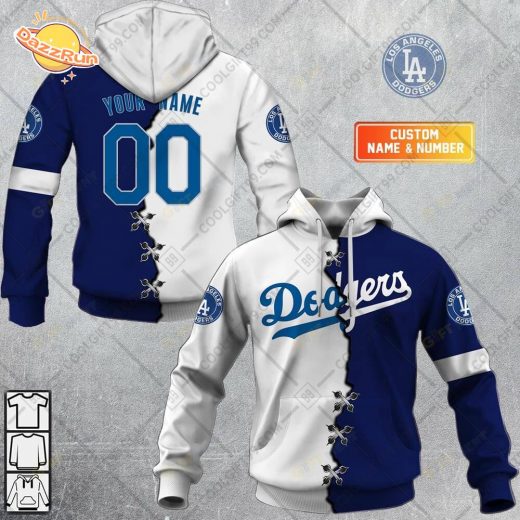 Personalized MLB Angels Dodgers Mix Jersey Hoodie – Custom Baseball Hoodie