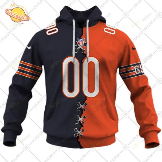 Personalized NFL Chicago Bears Mix Jersey Style Hoodie – Custom Design