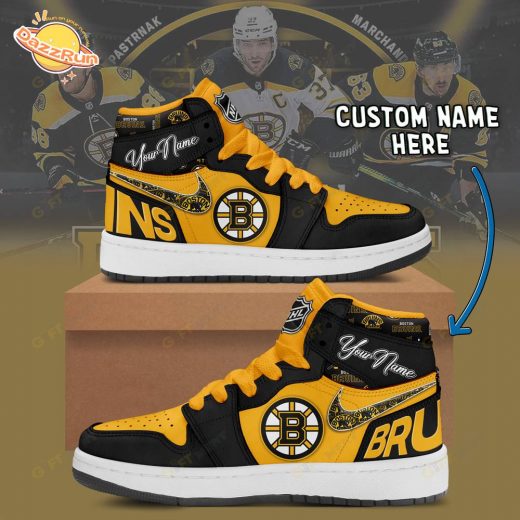 Personalized Boston Bruins Air Jordan 1 Sneakers