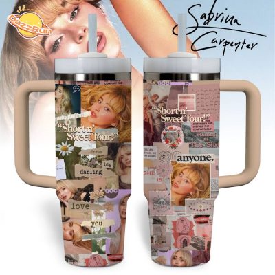 Sabrina Carpenter Custom 40Oz Stainless Steel Tumbler with Handle