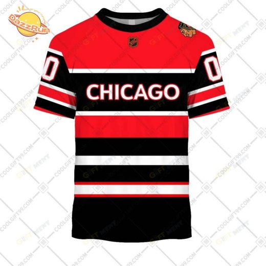 Custom Chicago Blackhawks Reverse Retro T-Shirt