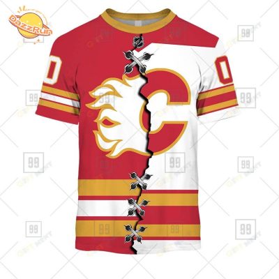 Personalized Calgary Flames Mix Jersey T-Shirt