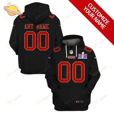 Black San Francisco 49ers Custom Name and Number Hoodie Jersey