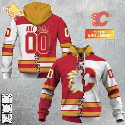 Calgary Flames Personalized Mix Jersey Hoodie