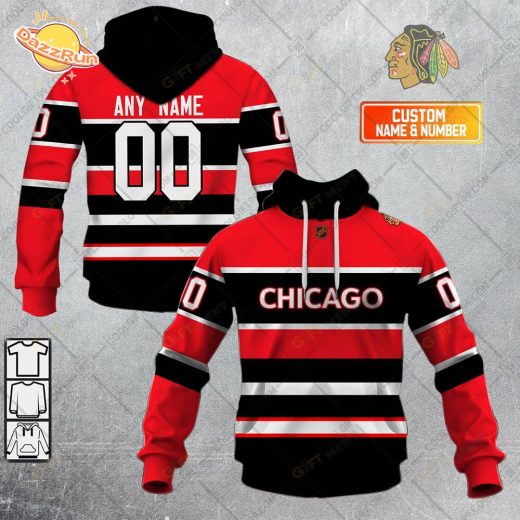 Chicago Blackhawks Reverse Retro Style Personalized NHL Hoodie