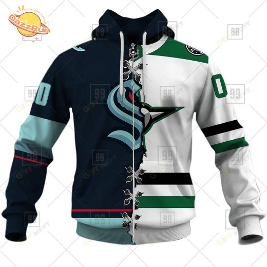 Dallas Stars and Seattle Kraken Personalized Mix Jersey Hoodie