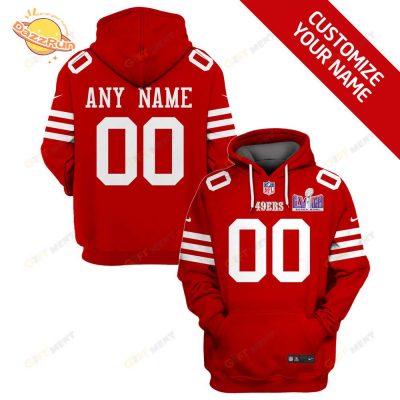 Red San Francisco 49ers Custom Name and Number Hoodie Jersey