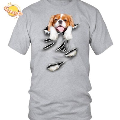 Unisex Cavalier King Charles Spaniel Scratch Round Neck T-Shirt