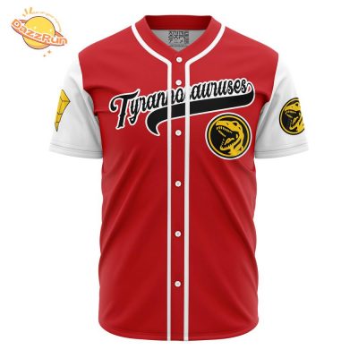 Personalized Tyrannosaurus Red Power Rangers Anime Baseball Jersey – 3D Printed