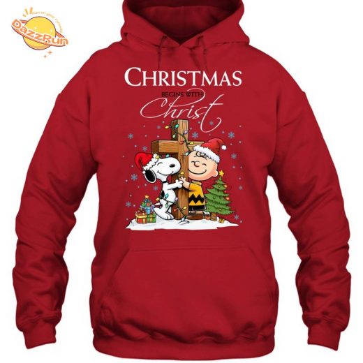 Snoopy “Christmas Begins With Christ” Hoodie – M132