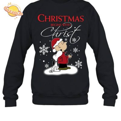 Snoopy Christmas Begins With Christ M128 Sweatshirt