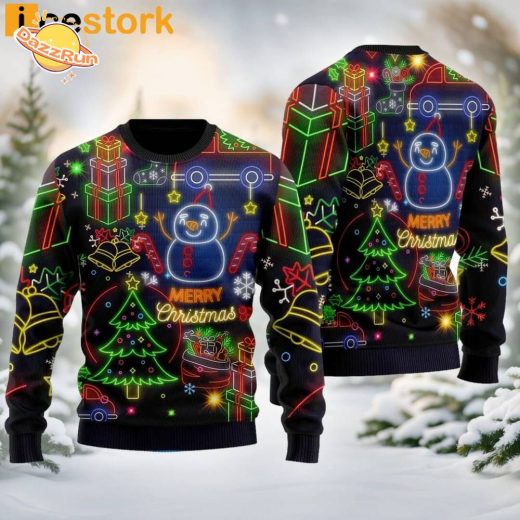 Bright Neon Lighting Christmas Ugly Sweater – Eye-Catching Holiday Wear