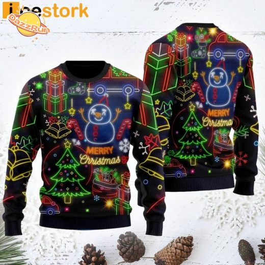 Bright Neon Lighting Christmas Ugly Sweater – Eye-Catching Holiday Wear