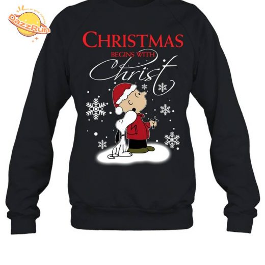 Christmas Begins With Christ Snoopy Sweatshirt