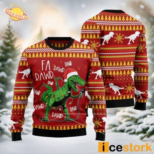 Christmas Singing Dinosaur Ugly Sweater – Fun Holiday Apparel