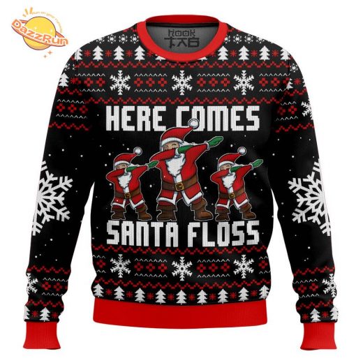 Here Comes Santa Floss Ugly Christmas Sweater – Trendy Holiday Fun