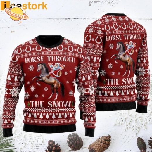 Horse Through the Snow Ugly Christmas Sweater – Whimsical Holiday Design