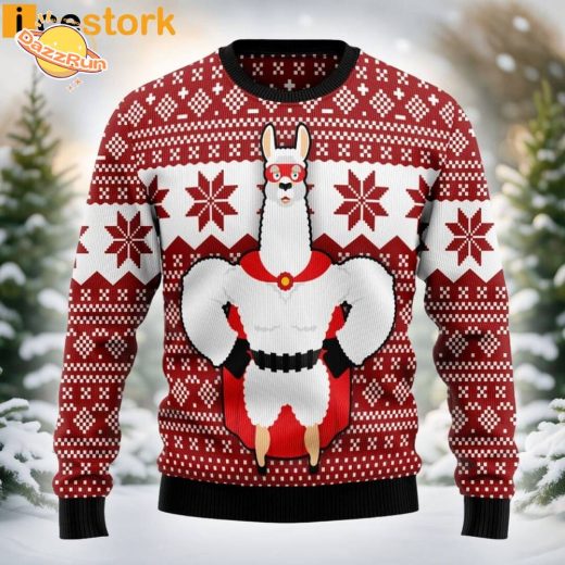 Llama Superhero Christmas Ugly Sweater – Funny Holiday Fashion