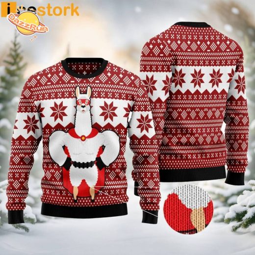 Llama Superhero Christmas Ugly Sweater – Funny Holiday Fashion