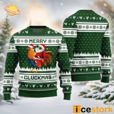 Merry Cluckmas Chicken Ugly Christmas Sweater – Cute & Funny Design (Green)