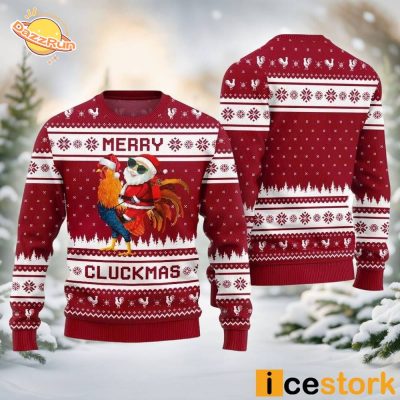 Merry Cluckmas Chicken Ugly Christmas Sweater – Cute & Funny Design (Red)