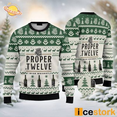 Proper Twelve Irish Whiskey Ugly Christmas Sweater – Celebrate with Irish Flair