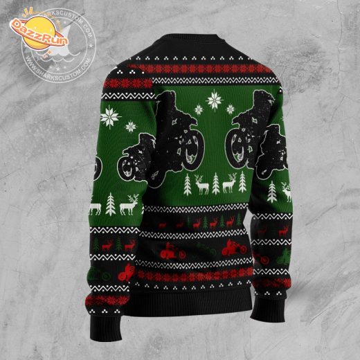 Santa Born to Ride Motorcycle Ugly Christmas Sweater – For Motorcycle Enthusiasts