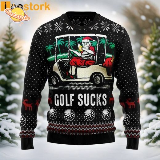 “Santa Claus Golf Sucks” Ugly Christmas Sweater – For Golf Lovers