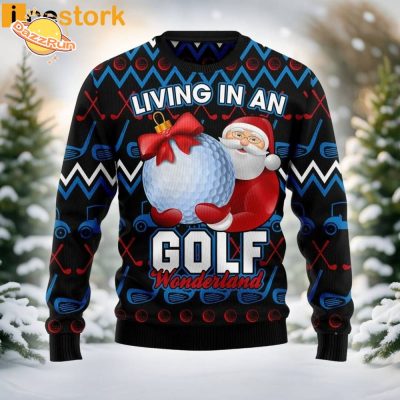 Santa Clause Golf Wonderland Funny Ugly Sweater – Lighthearted Holiday Fun