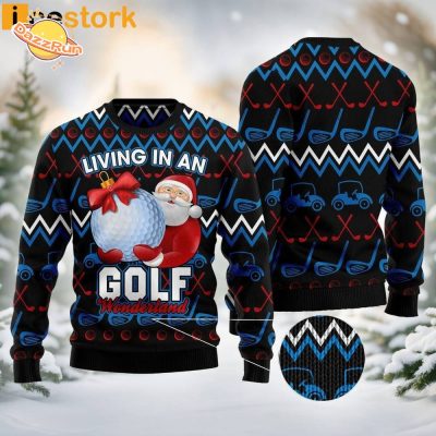 Santa Clause Golf Wonderland Funny Ugly Sweater – Lighthearted Holiday Fun