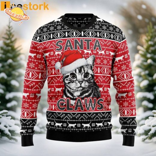 Santa Claws Cat Ugly Christmas Sweater – Purr-fect Holiday Wear