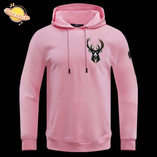 NBA Milwaukee Bucks Classic Chenille Pink Men’s Pullover Hoodie