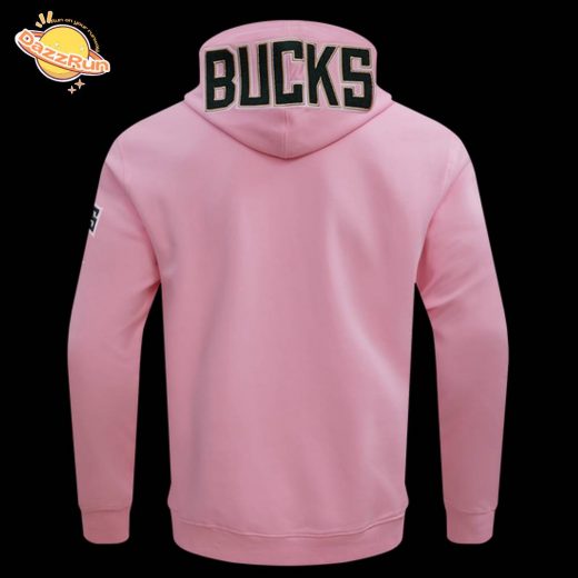 NBA Milwaukee Bucks Classic Chenille Pink Men’s Pullover Hoodie