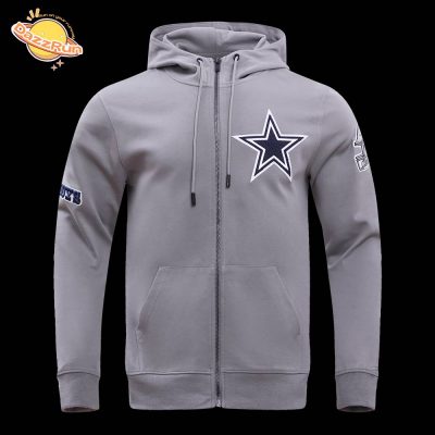 NFL Dallas Cowboys Classic Chenille Fleece Zip-Up Hoodie – Gray