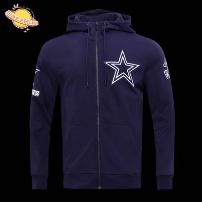 NFL Dallas Cowboys Classic Chenille Fleece Zip-Up Hoodie – Midnight Navy