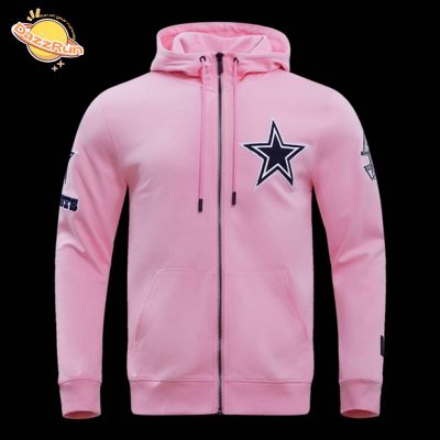 NFL Dallas Cowboys Classic Chenille Fleece Zip-Up Hoodie – Pink