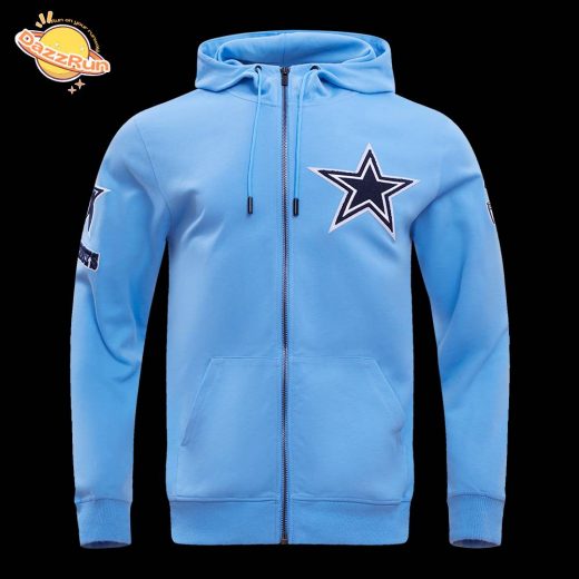 NFL Dallas Cowboys Classic Chenille Fleece Zip-Up Hoodie – University Blue