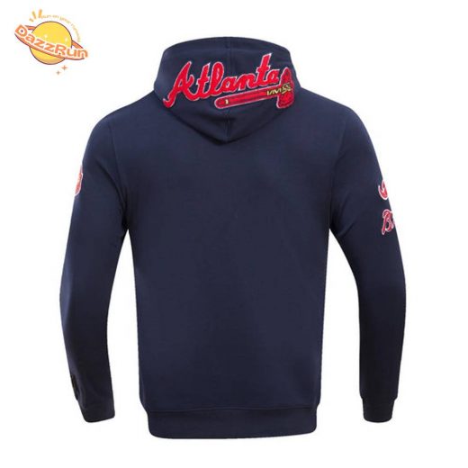 Atlanta Braves Classic Chenille Men’s Pullover Midnight Navy Hoodie