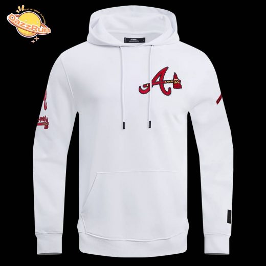 Atlanta Braves Classic Chenille Men’s Pullover White Hoodie