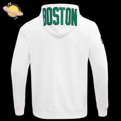 Boston Celtics Classic Chenille Men’s Full-Zip Pullover White Hoodie