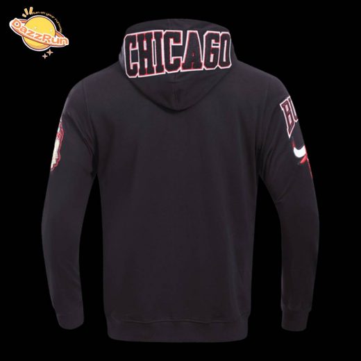 Chicago Bulls Classic Chenille Men’s Full-Zip Pullover Black Hoodie