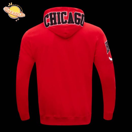 Chicago Bulls Classic Chenille Men’s Full-Zip Pullover Red Hoodie