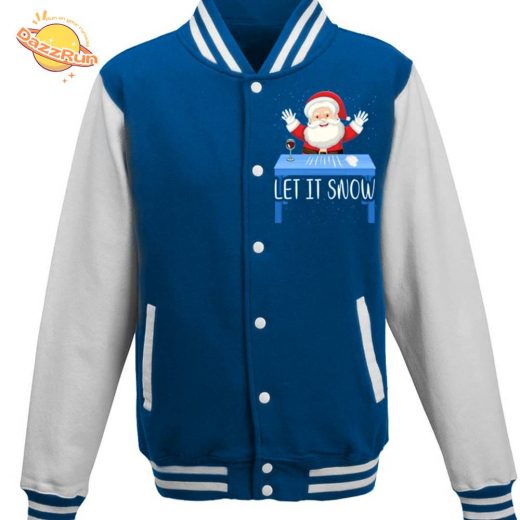 “Let It Snow” Santa Cocaine Adult Humor Pullover Hoodie – Unisex Baseball Jacket