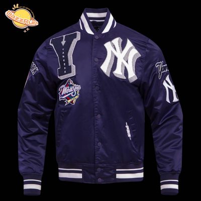 MLB New York Yankees Mashup Men’s Rib Satin Jacket – Classic Team Style