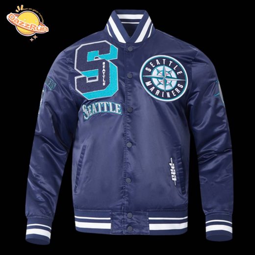 MLB Seattle Mariners Mashup Men’s Rib Satin Jacket – Trendy and Stylish