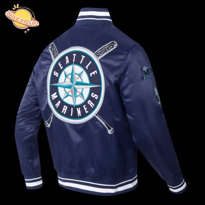 MLB Seattle Mariners Mashup Men’s Rib Satin Jacket – Trendy and Stylish