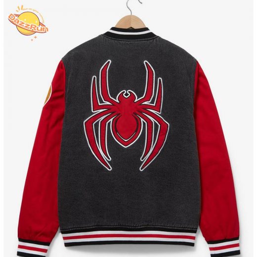 Marvel Spider-Man Miles Morales Denim Varsity Jacket – Iconic Design