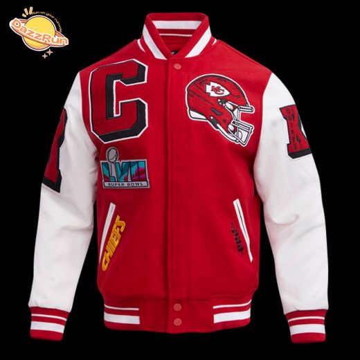 NFL Kansas City Chiefs Mashup Men’s Rib Wool Varsity Jacket – Unisex