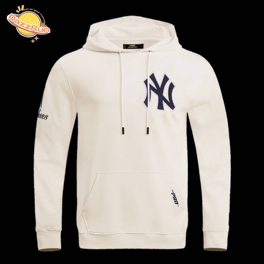 New York Yankees Classic Chenille Men’s Dark Pullover Eggshell Hoodie